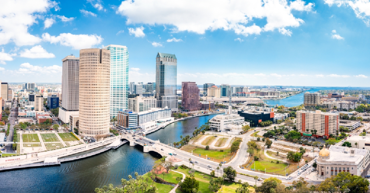aerial panorama of tampa florida skyline