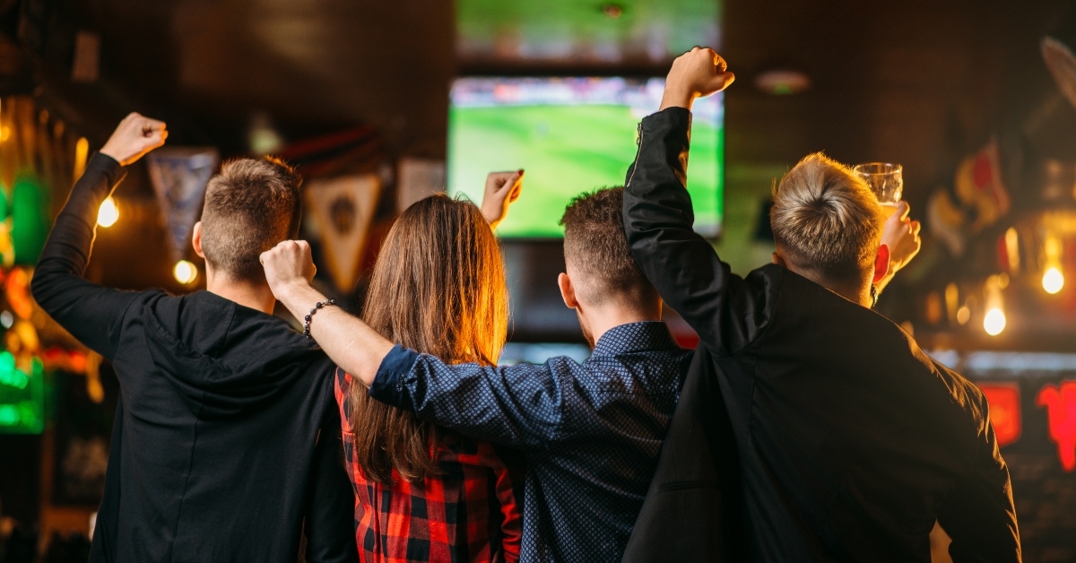 football on TV in a sport bar