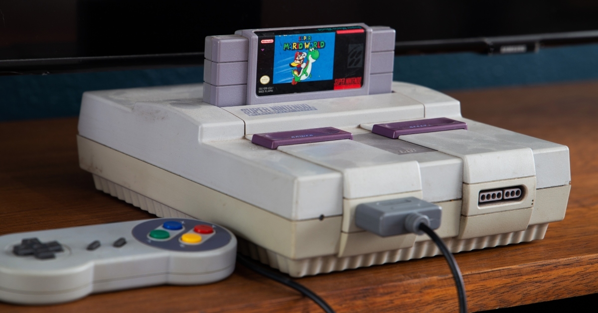 super nintendo with control