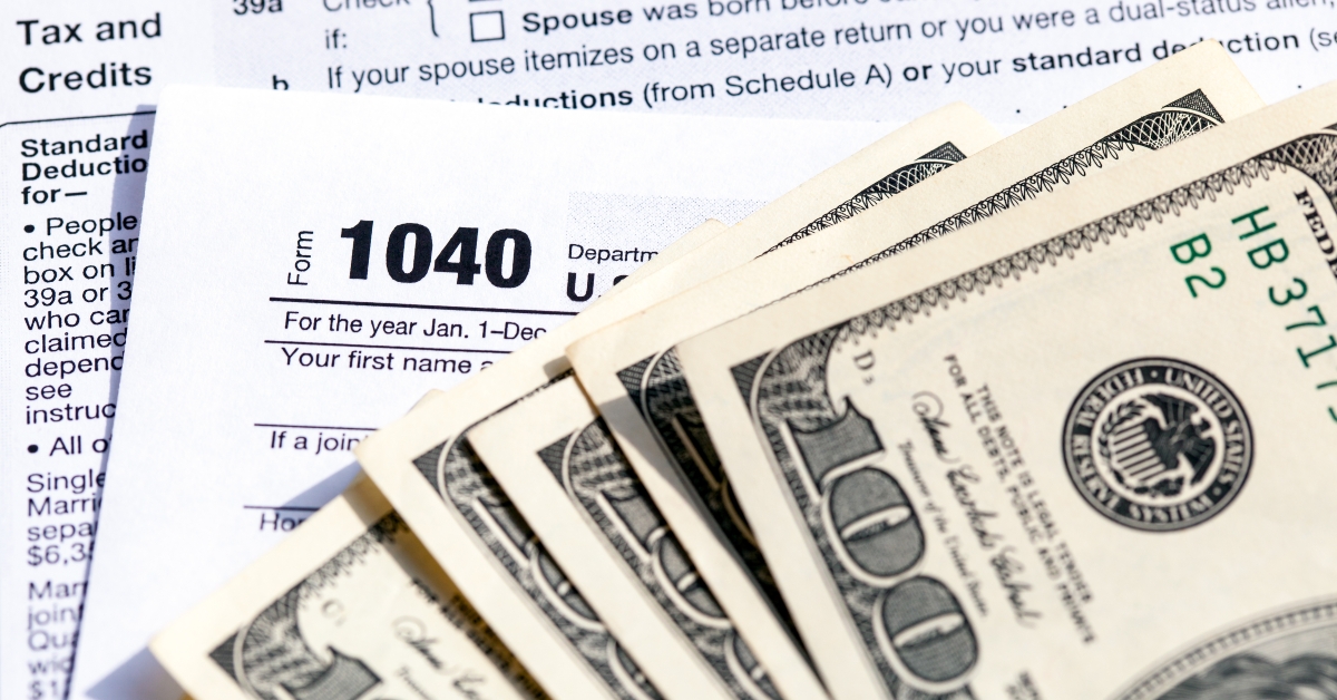 tax return form with bills