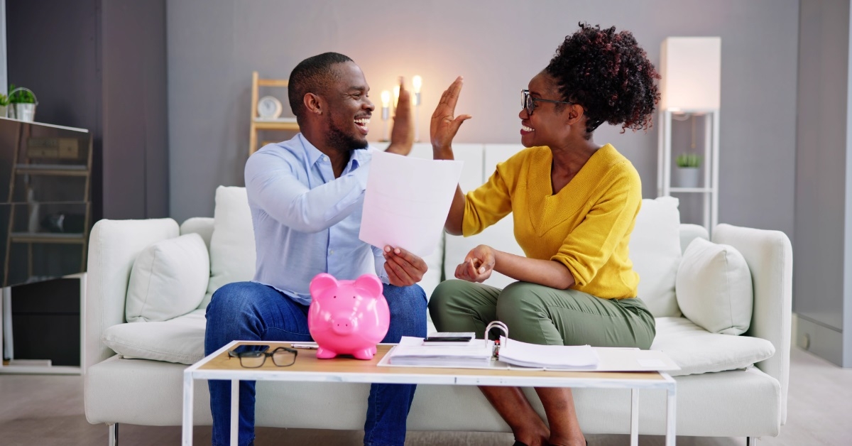 african american couple doing high five