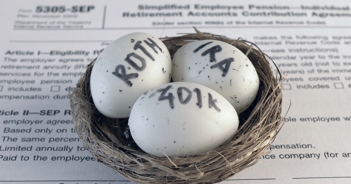 eggs with inscriptions IRA 401k Roth