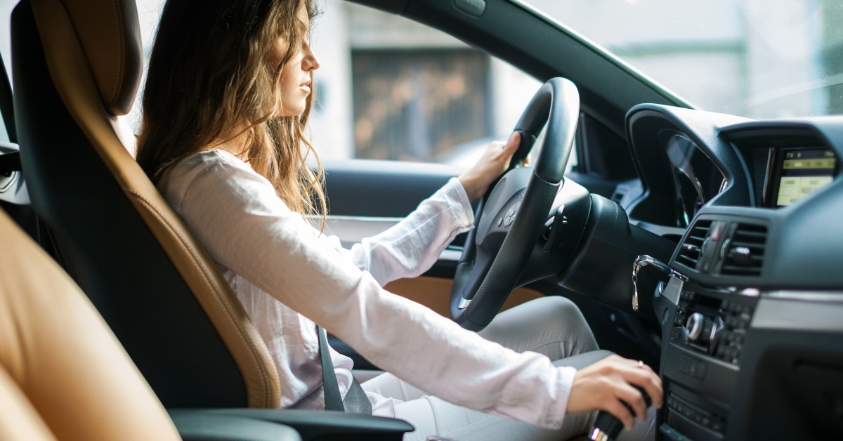 woman driving her car