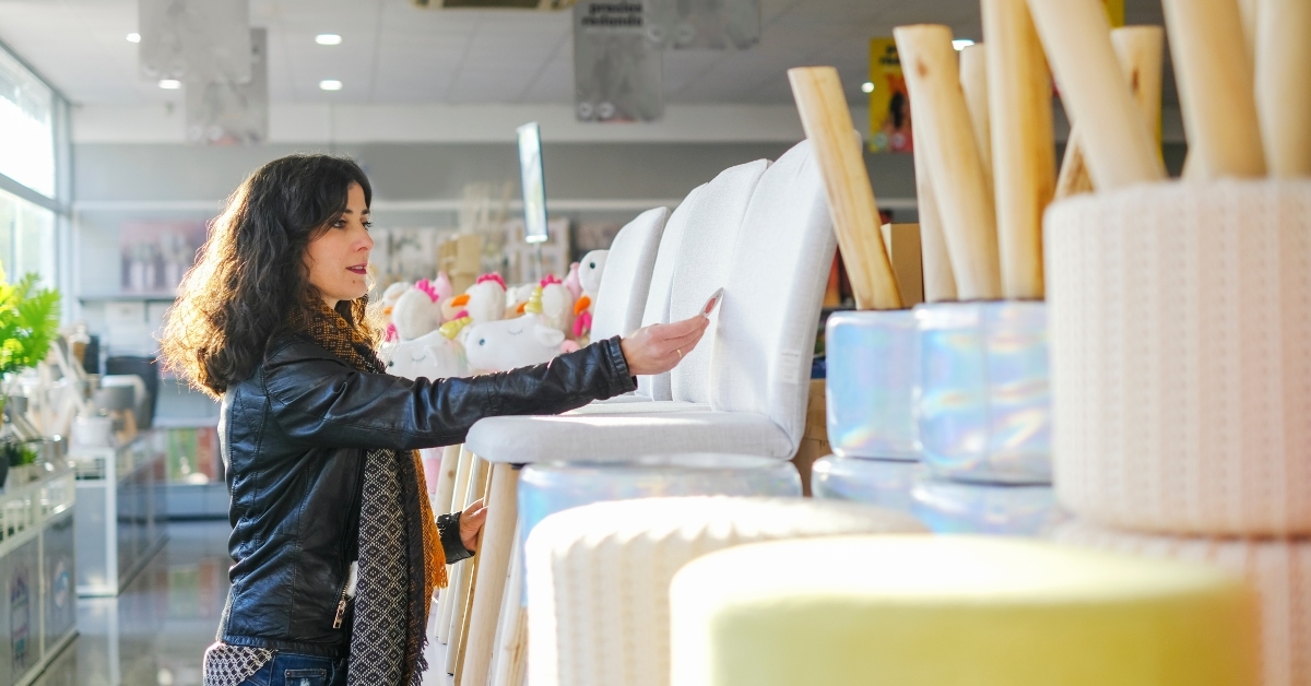 woman buying furnitures