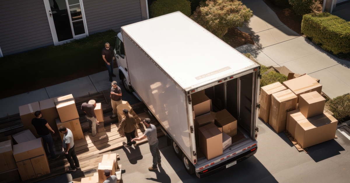 furniture movers unload truck