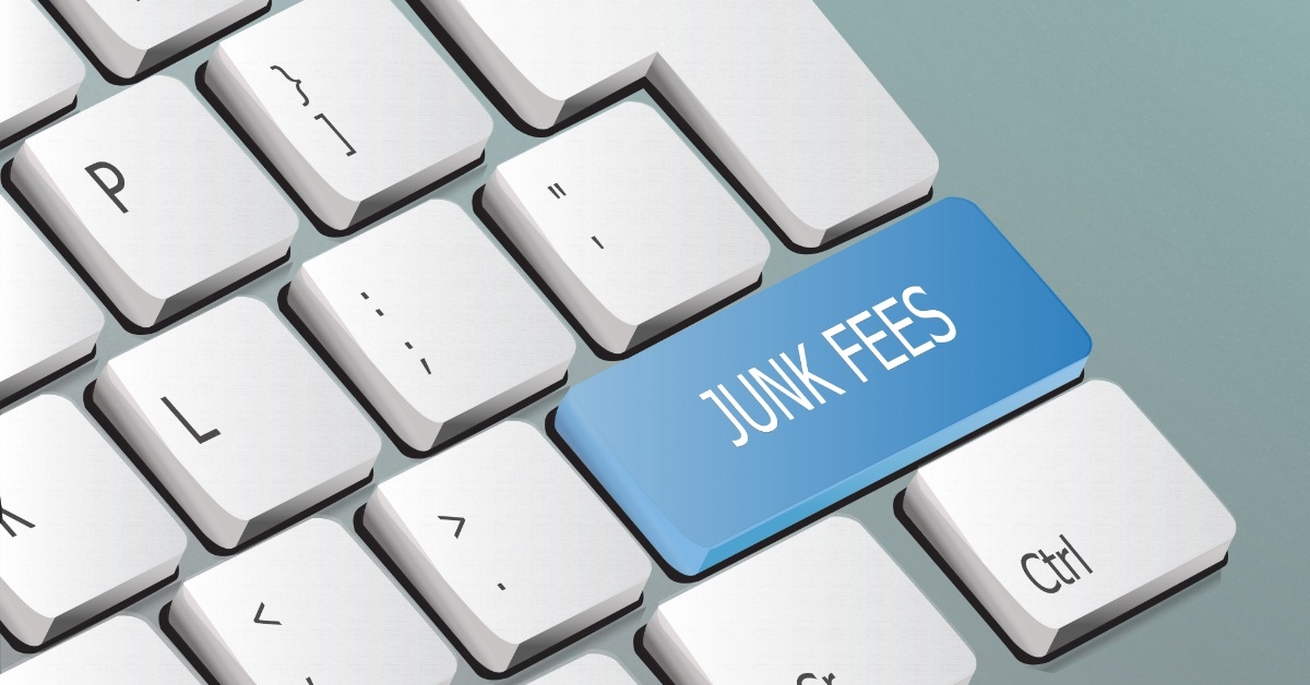 junk fees written on keyboard button