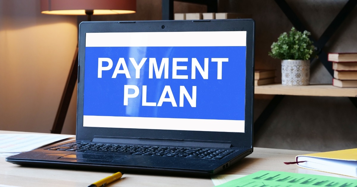 payment plan written on laptop screen