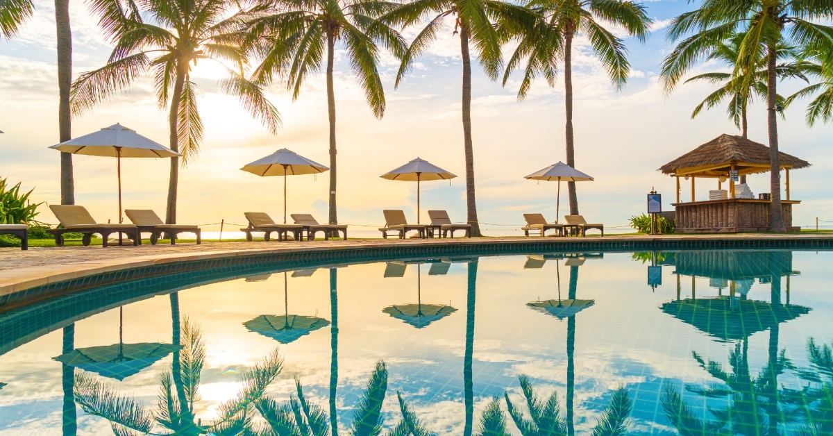 umbrella chair outdoor in luxury resort