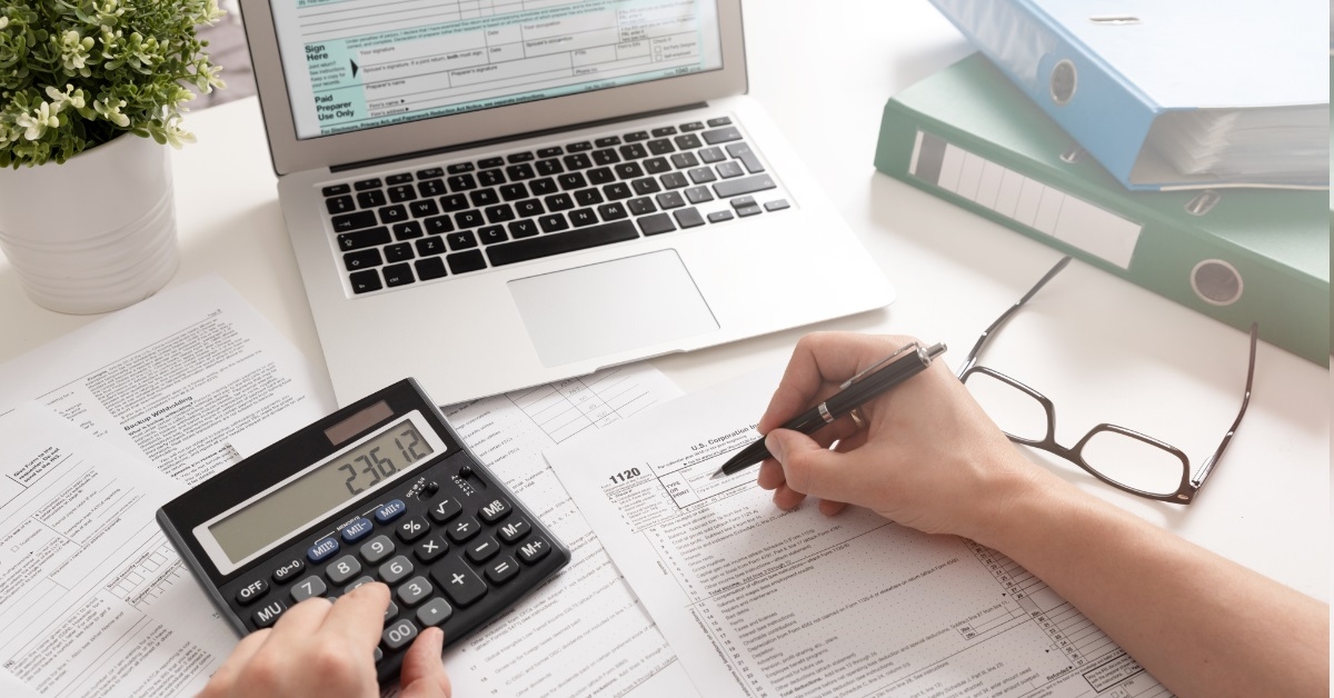 Accountant working with US tax forms