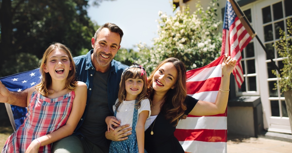 happy family celebrating american independence day