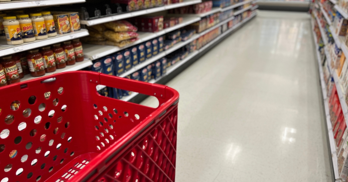 red grocery shopping cart