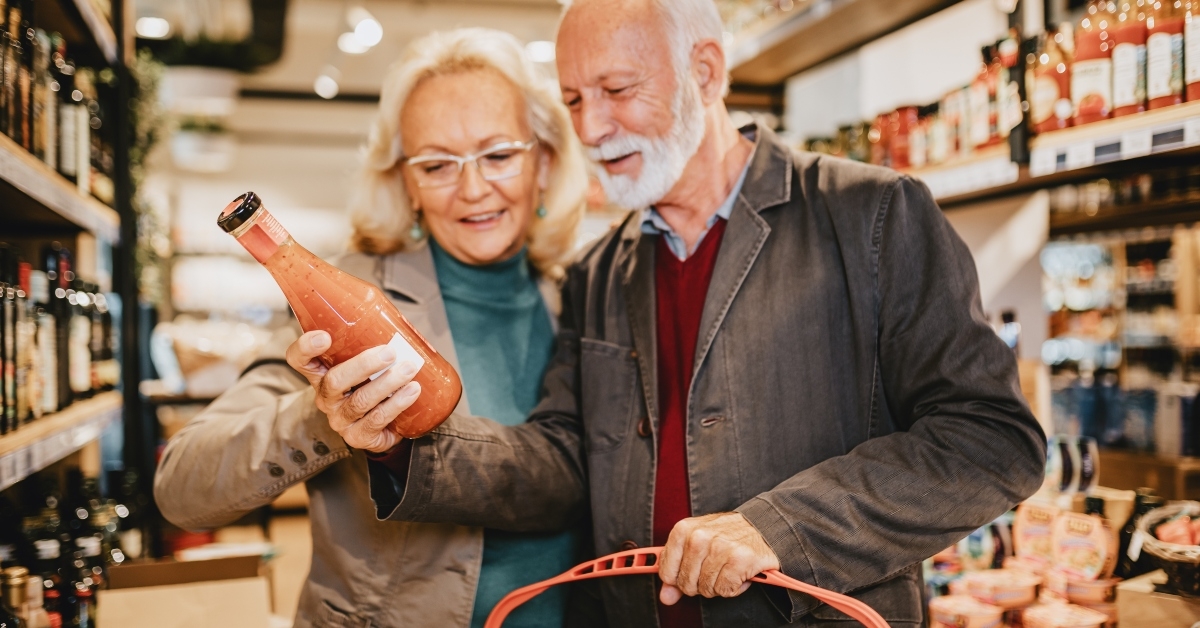 senior couple shopping