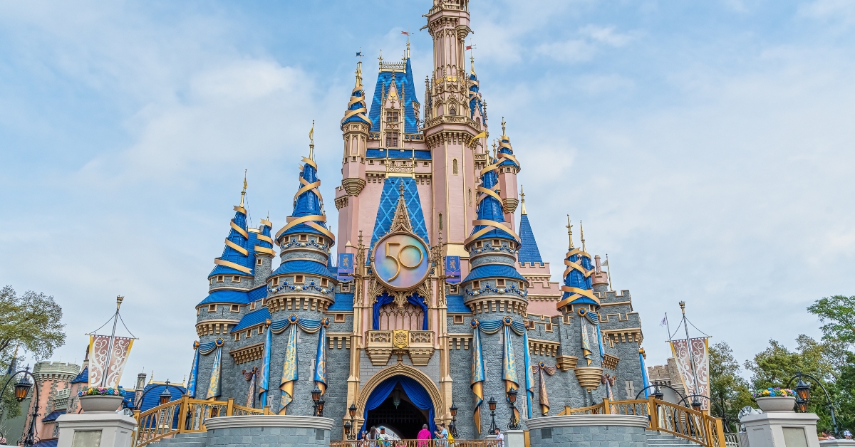 cinderella castle with 50th medallion