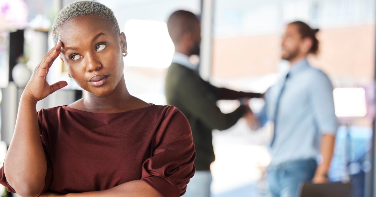 annoyed african american woman at work