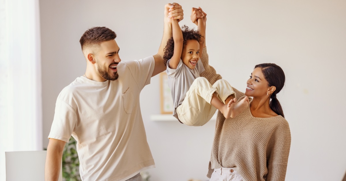 happy family playing around