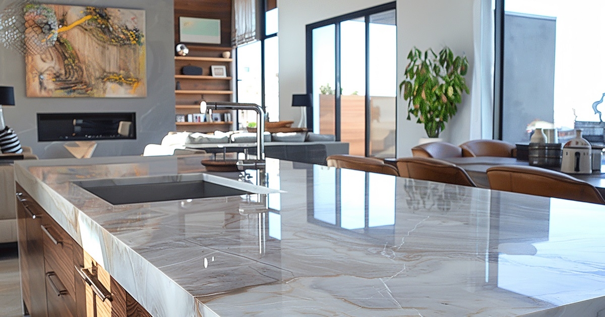 marble countertop in modern kitchen