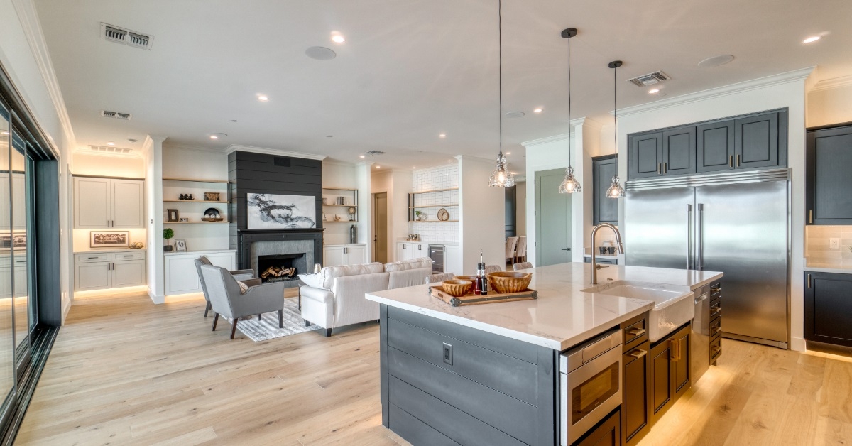 modern kitchen with open floor plan