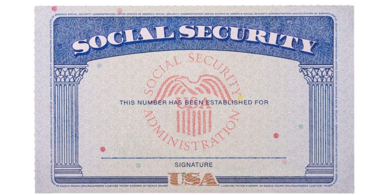 social security card on white background