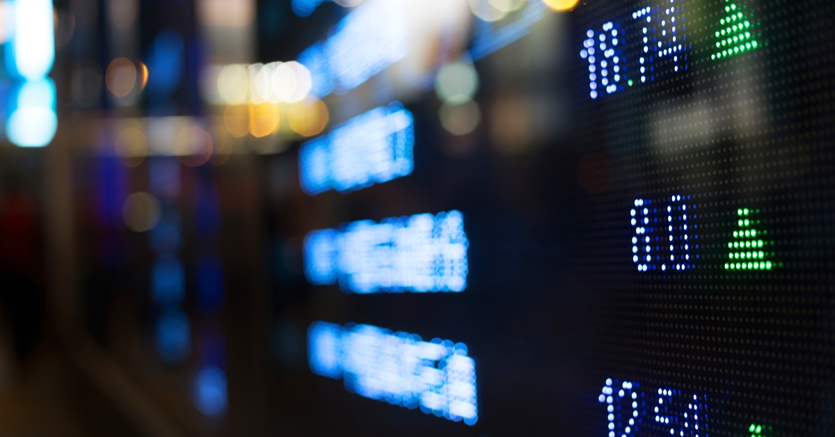 display of stock market quotes