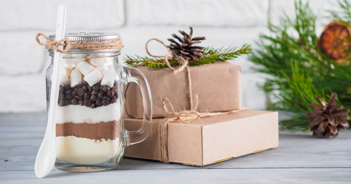 hot chocolate mix in mason jar