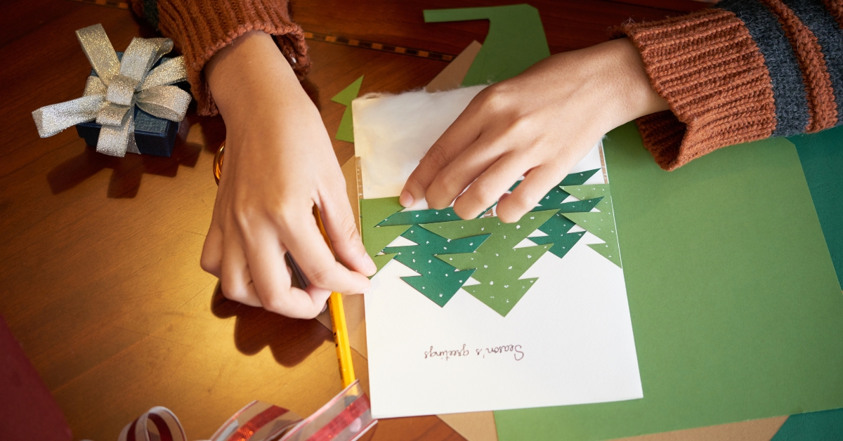 making greeting card for Christmas