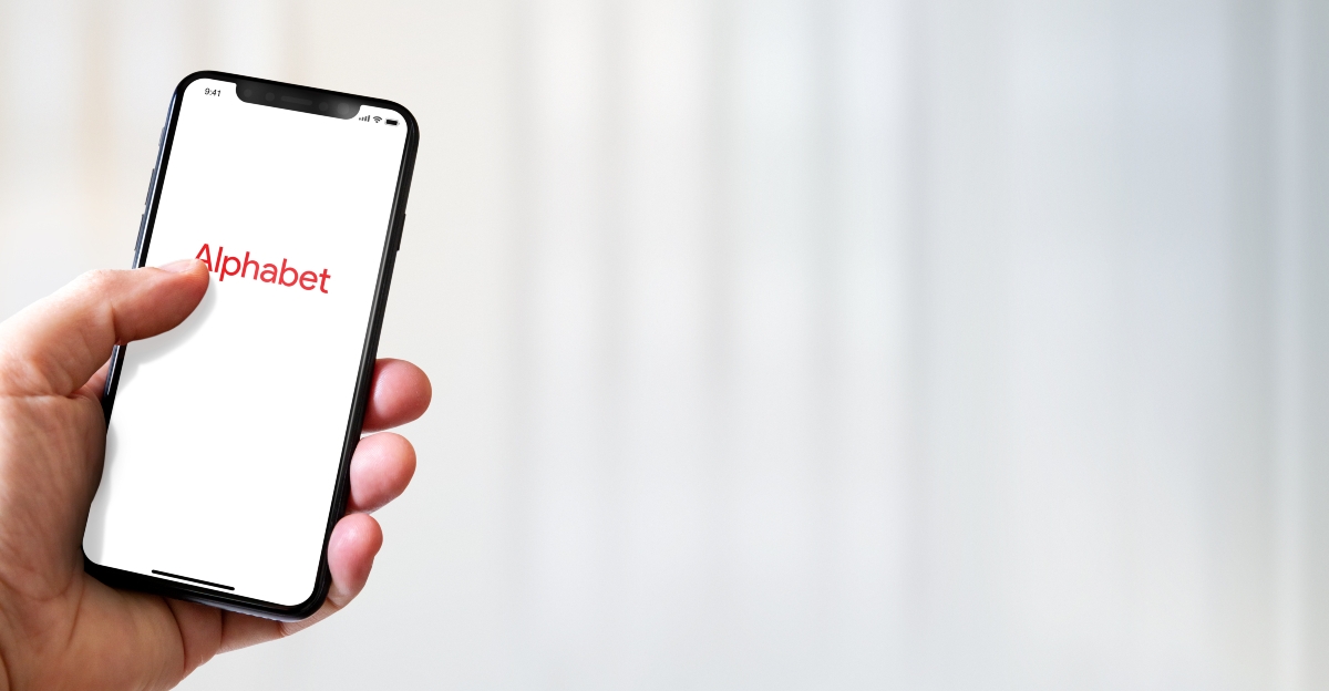 smartphone with alphabet logo
