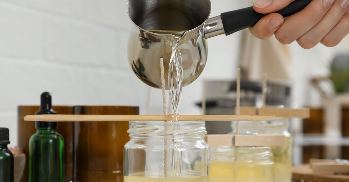 Woman making candles