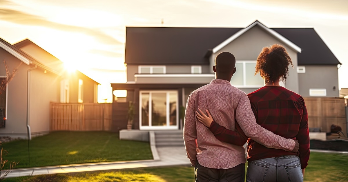 african american couple outside new home