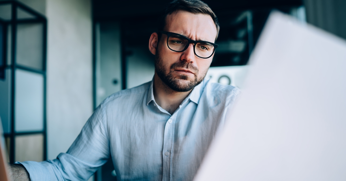 male entrepreneur confused on information