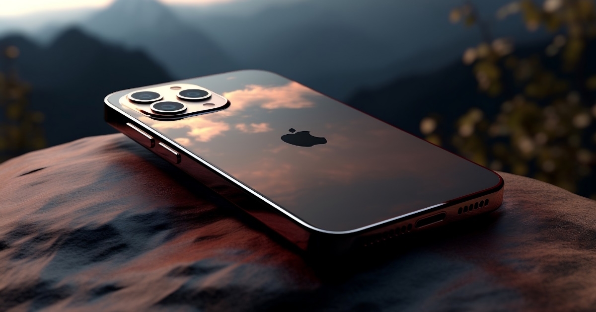 apple iphone laying on a rock