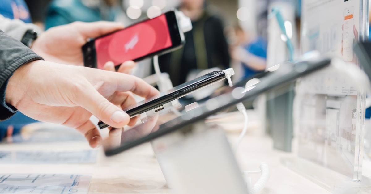 smartphone on a stand