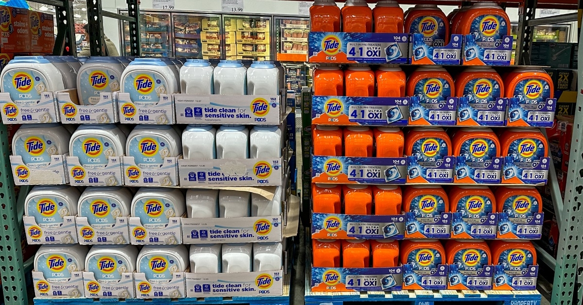 Tide Laundry detergent pallets at costco