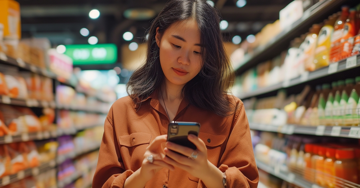 woman checking her shopping list