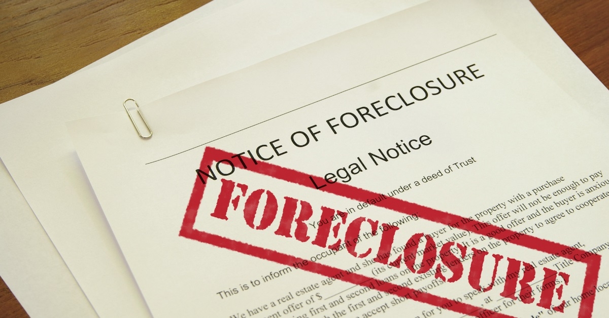 mortgage foreclosure document with red stamp