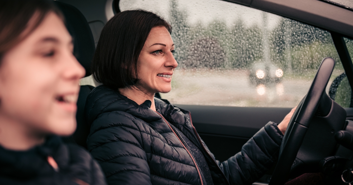 mother driving daughter 