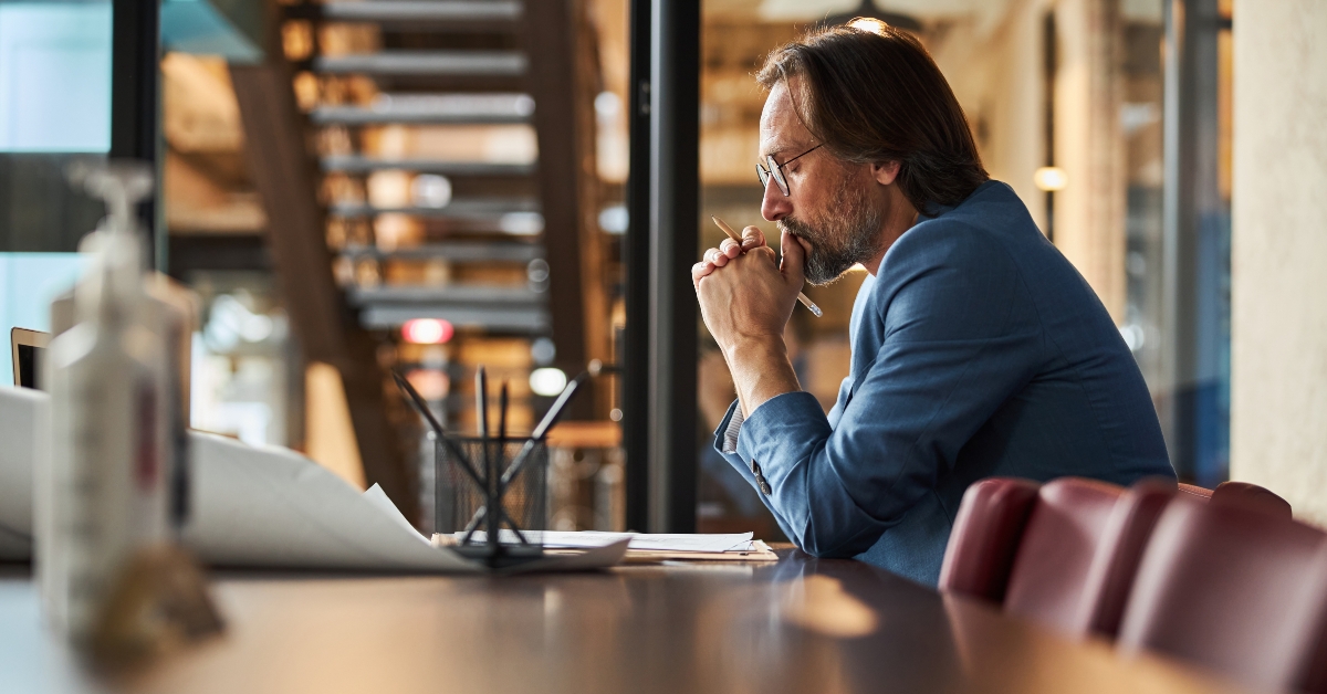 sitting in office and brainstorming