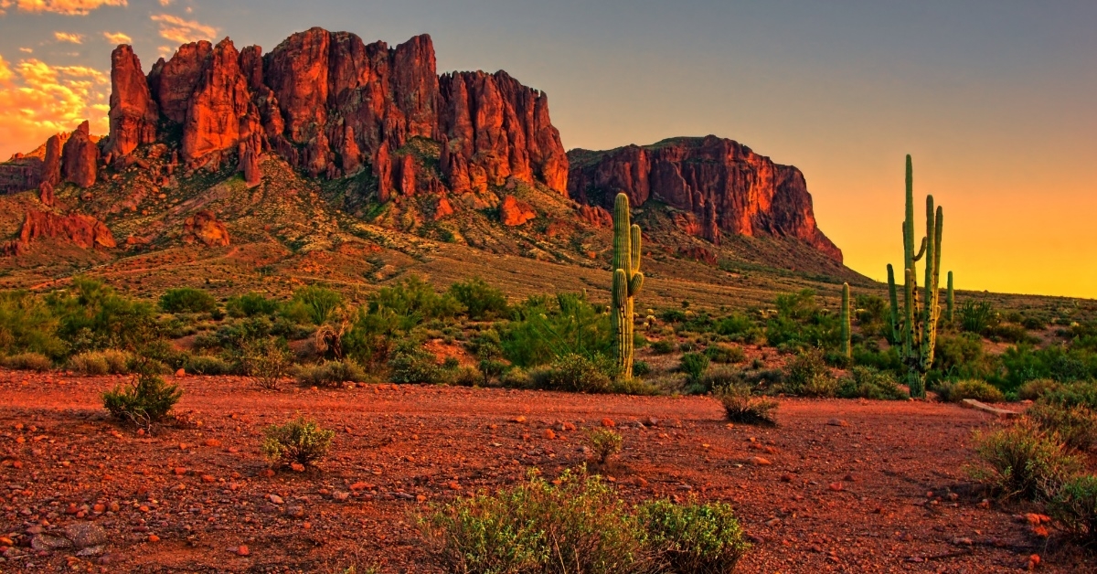 desert sunset with mountain phoenix