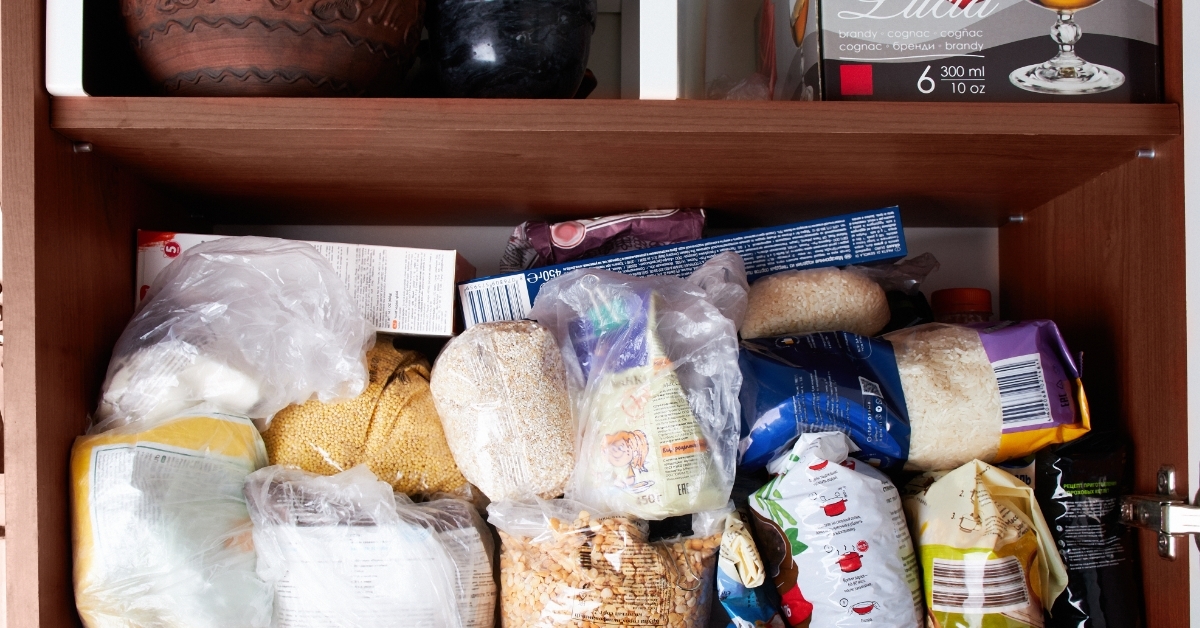 dry food in kitchen cabinet