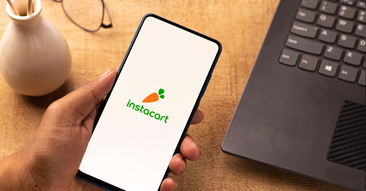 Instacart logo on phone adobe