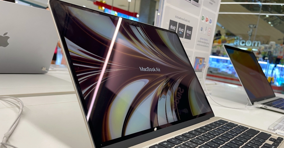 Macbook Air laptops in shopping mall