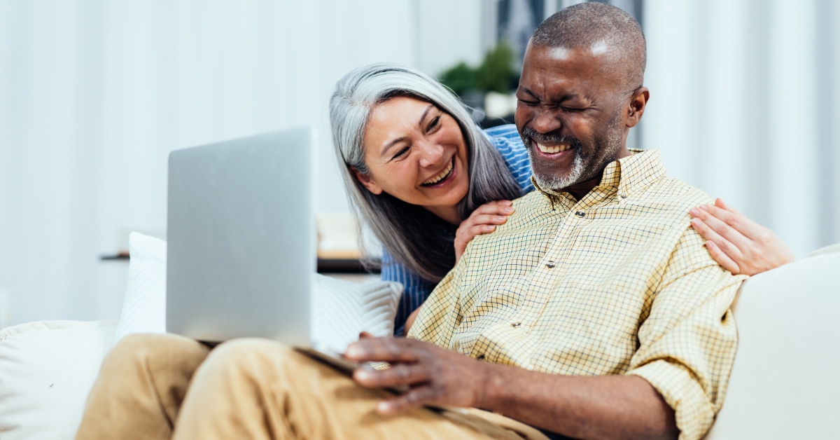  multiethnic senior couple