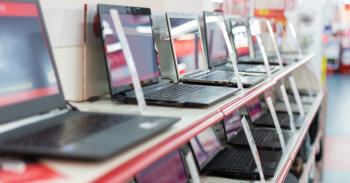 sale of laptops in store