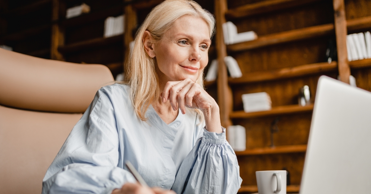 senior woman working from home