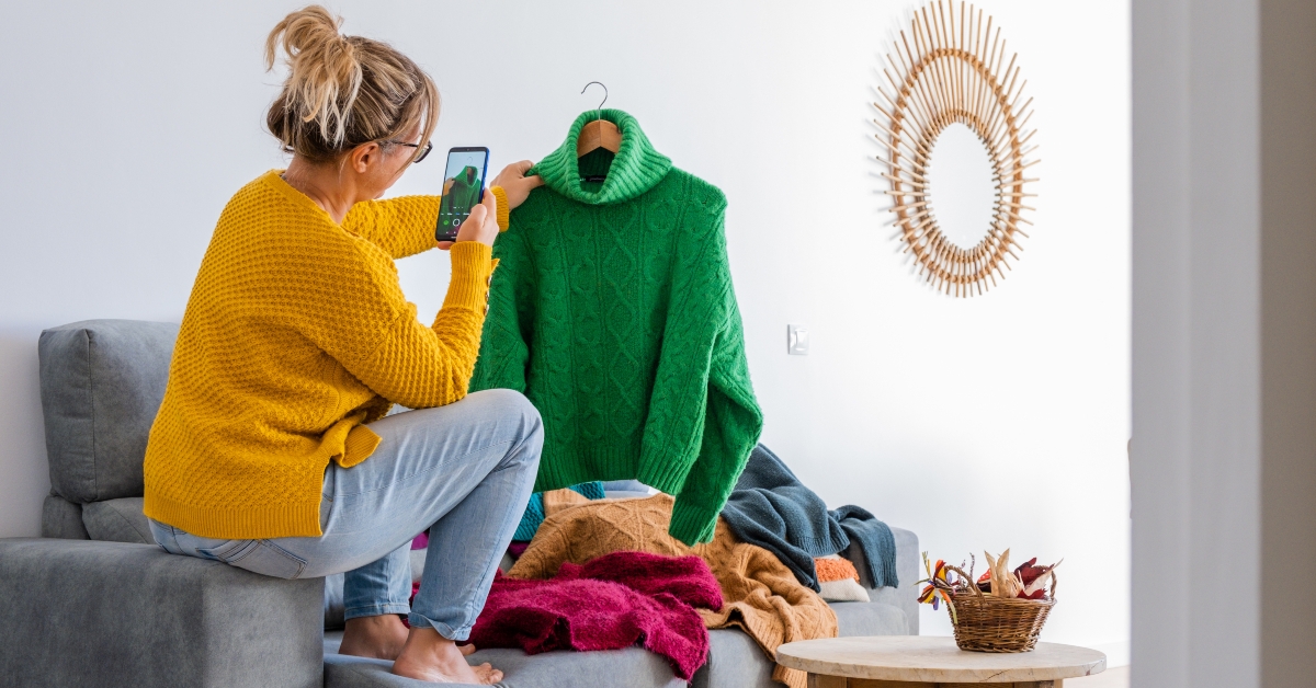 taking photos of clothes to sell