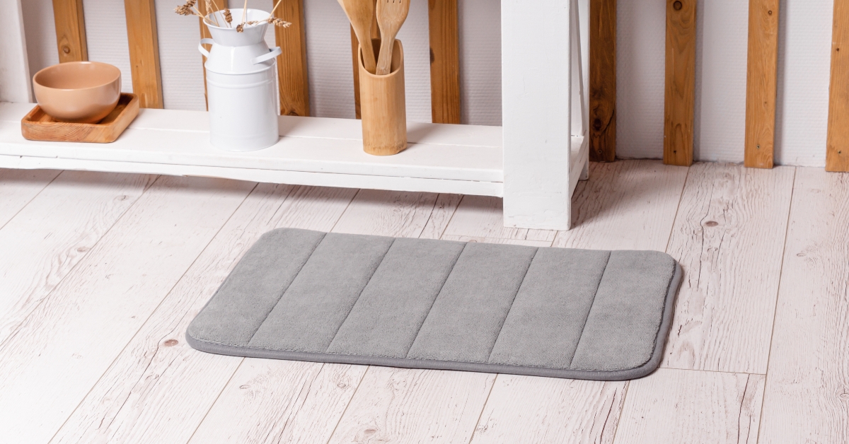 grey bath or toilet mat