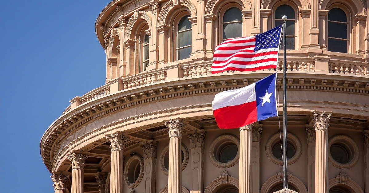 american and texas state flags