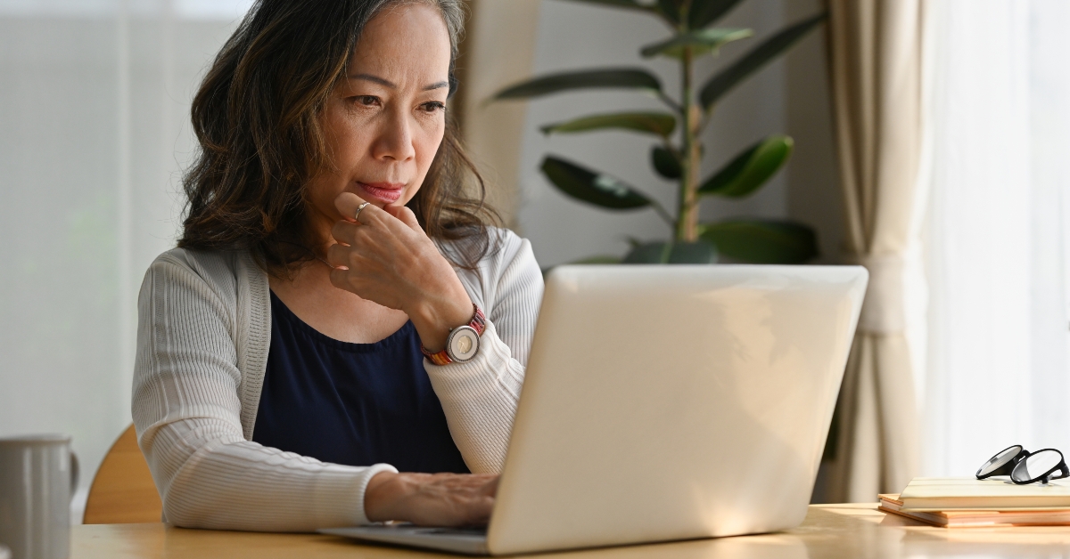 old woman work at home