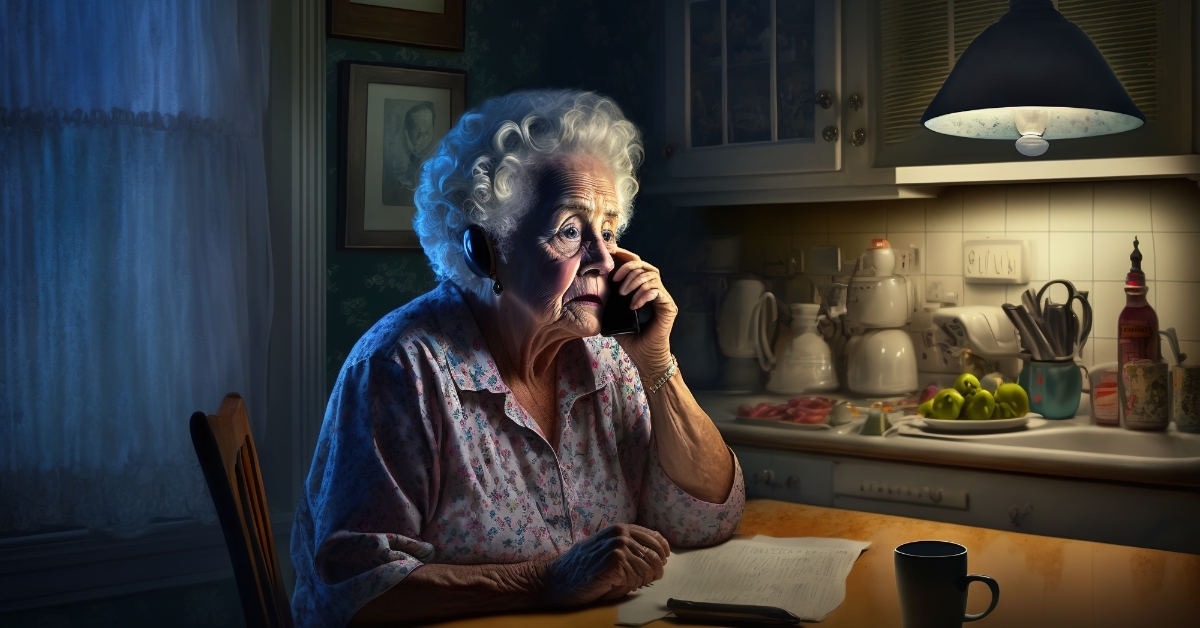 senior woman on phone phishing concept 