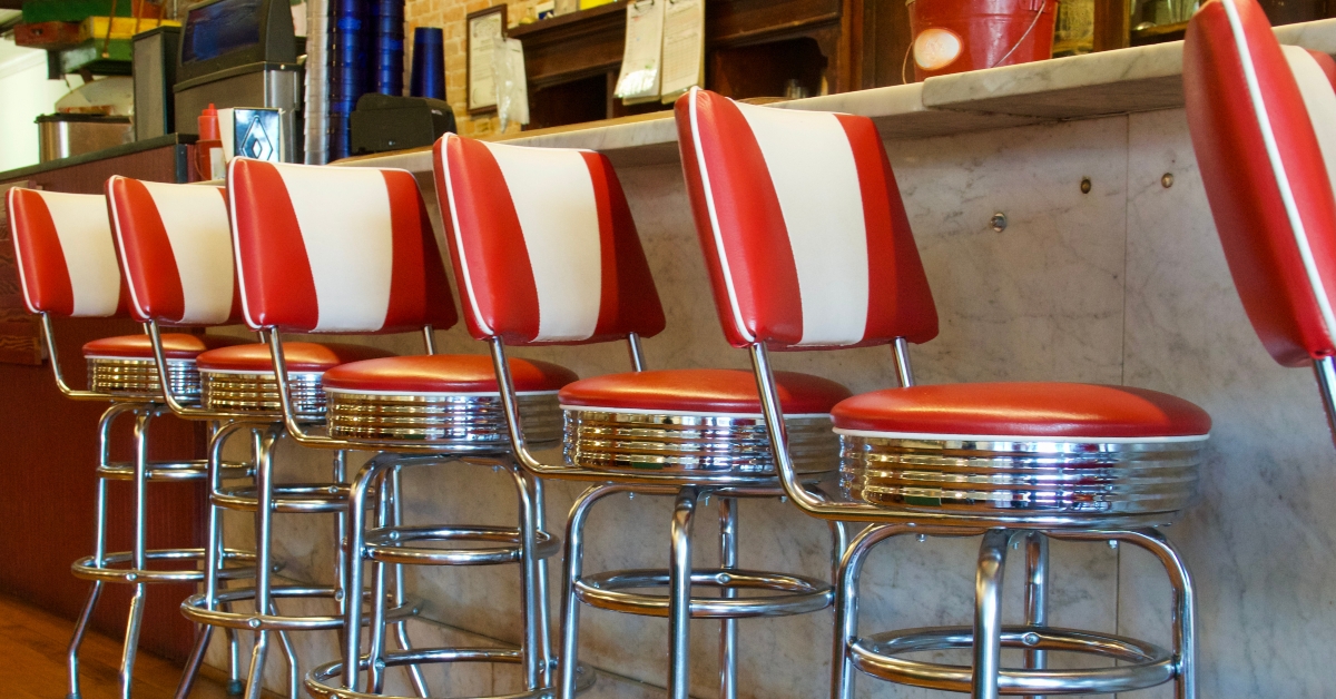 chrome and vinyl diner barstools