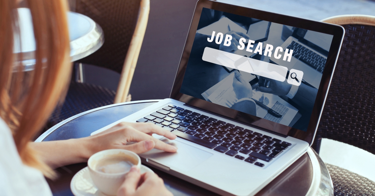 job search on laptop screen